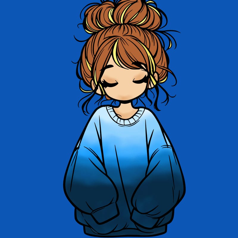 girl with baggy sweatshirt and messy bun