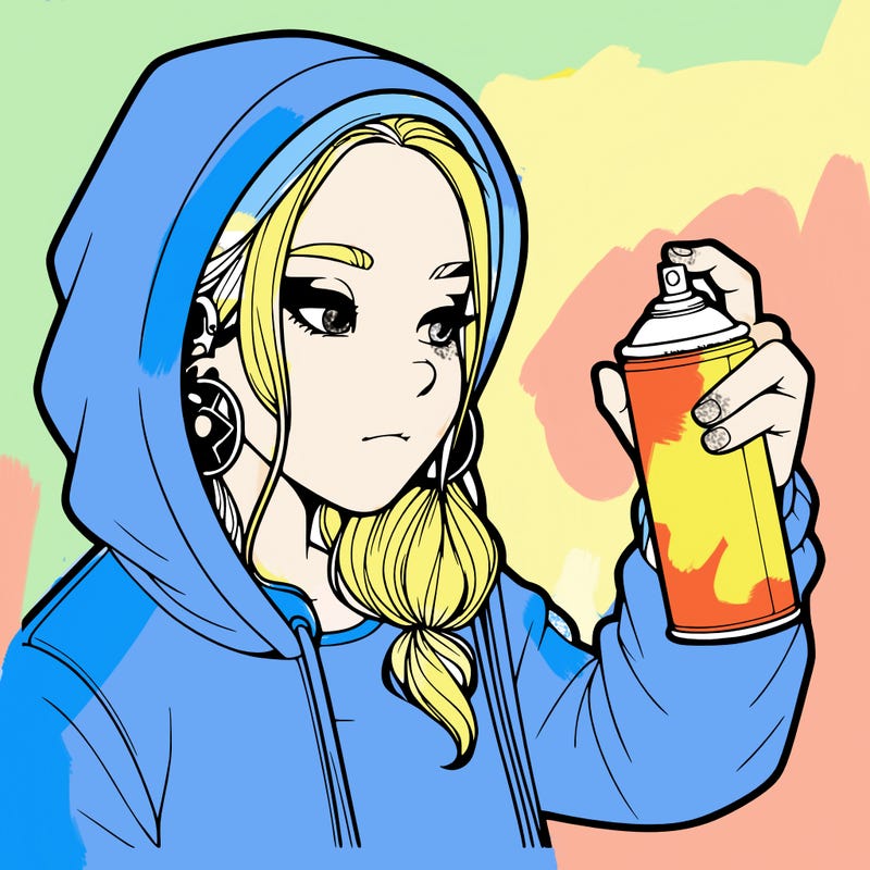 a realistic girl, spray painting