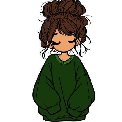 girl with baggy sweatshirt and messy bun