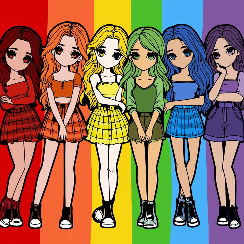 a group of girls realistic