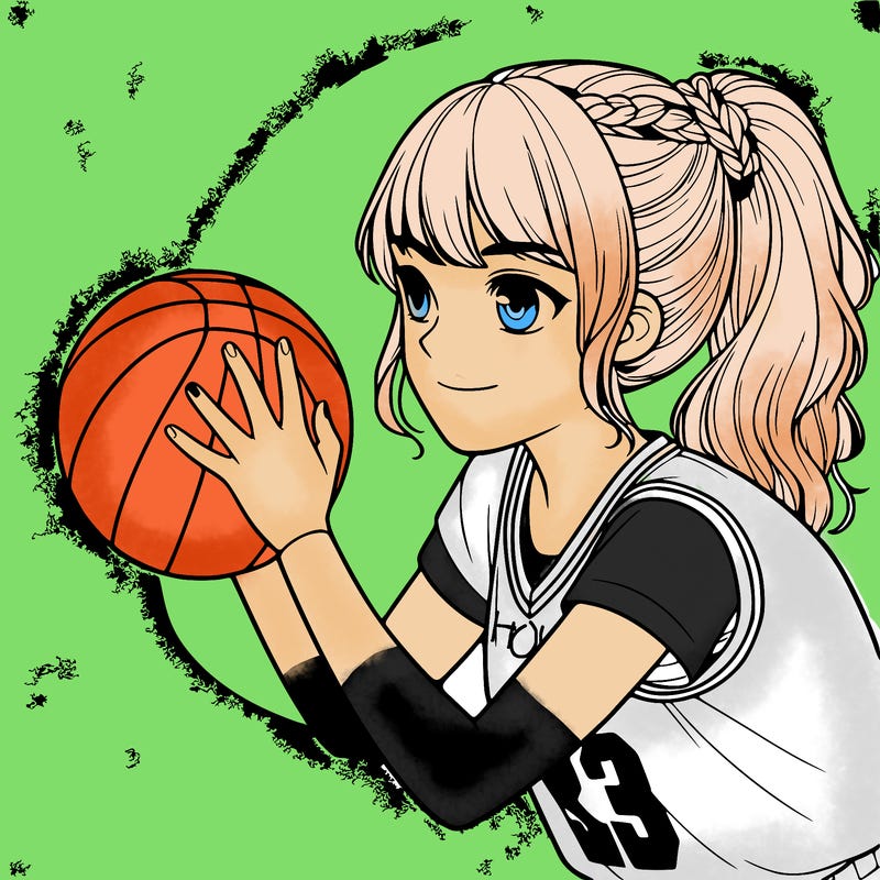 realistic girl playing basketball