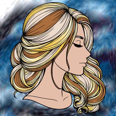 realistic woman's head & hair