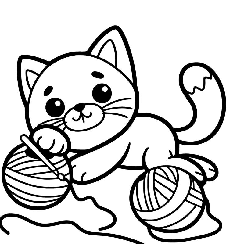 cat playing with yarn