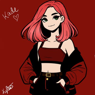 a realistic girl with a crop top and short shorts in an open jacket