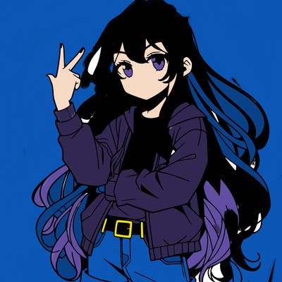 one anime girl with long hair and a cool pose