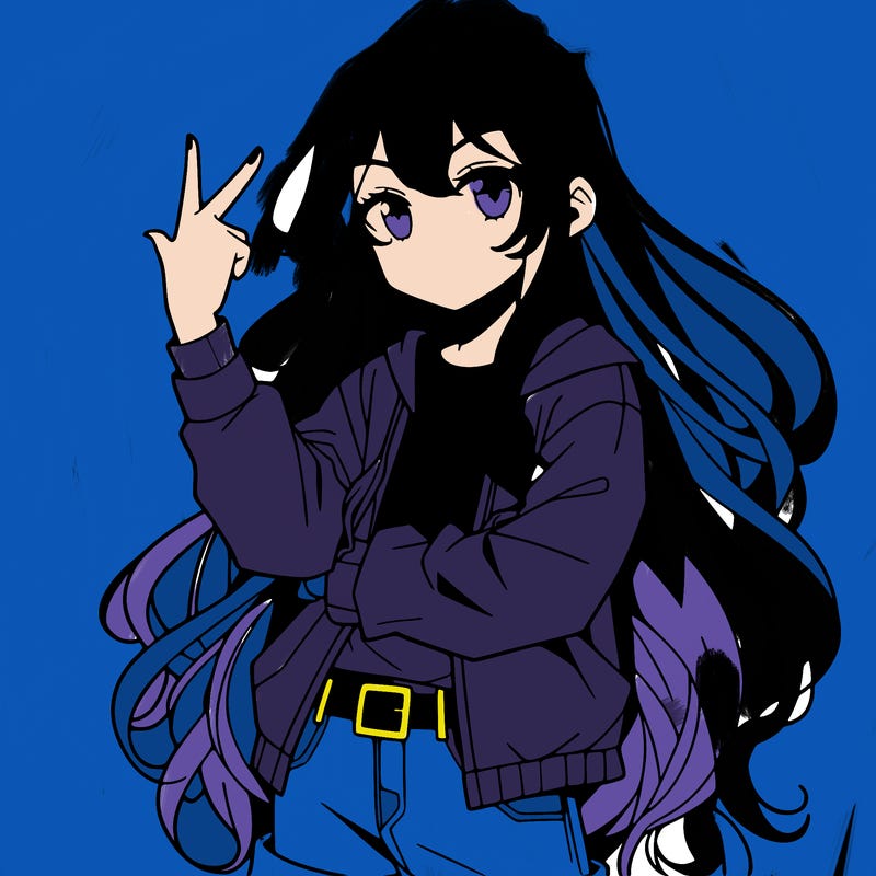 one anime girl with long hair and a cool pose