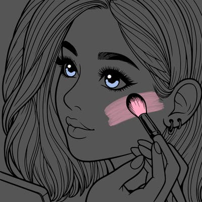 a realistic girl doing her makeup