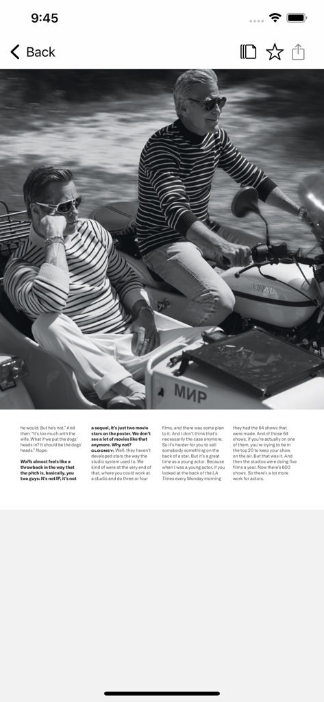 GQ - Entrevista a celebridades en blanco y negro y foto editorial en la app de estilo de vida de GQ