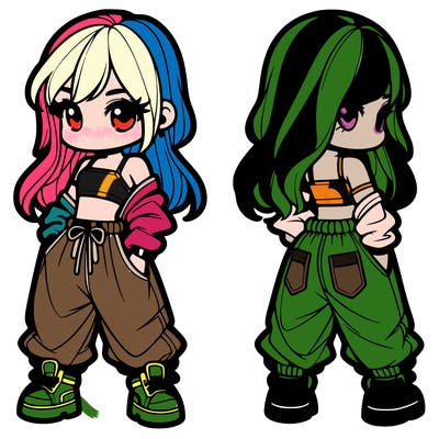 girl in crop top and baggy pants