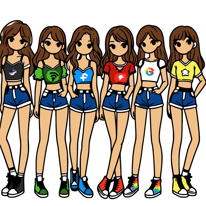a group of girls wearing crop tops and shorts