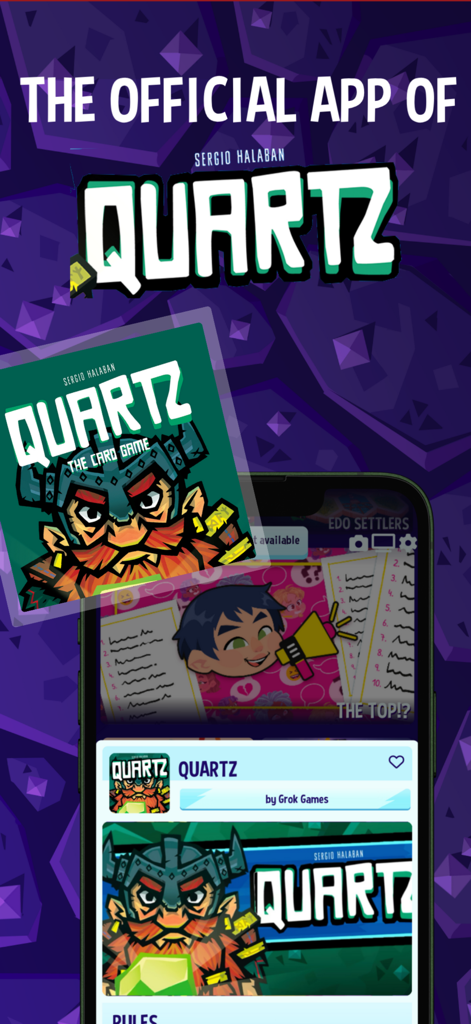 Boardible: Mobile Board Games - Official Quartz card game screen on the Boardible mobile app