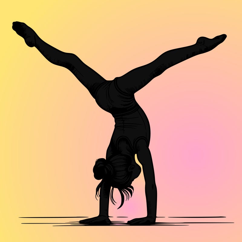 realistic gymnastic hand stand girl in four splits