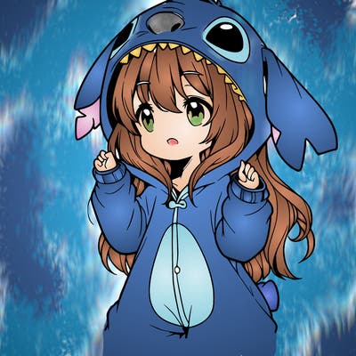 anime girl in a stitch onsie
