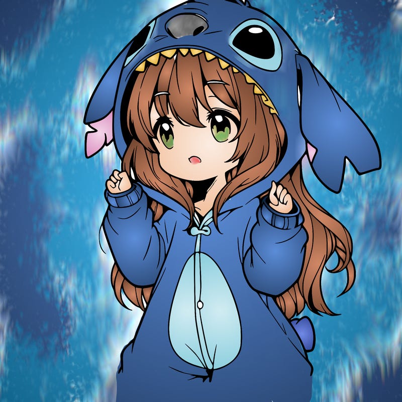 anime girl in a stitch onsie