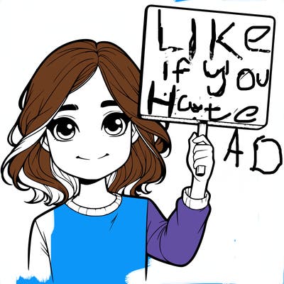 realistic girl holding up a sign