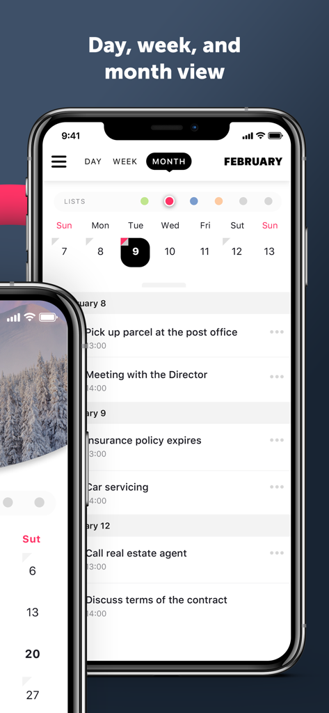 Planner iPlan - todo,diary - Planner iPlan app interface displaying a monthly calendar and a list of daily tasks on an iPhone