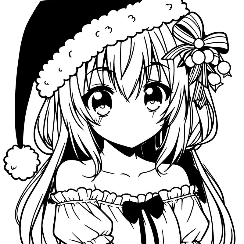 anime girl in santa hat