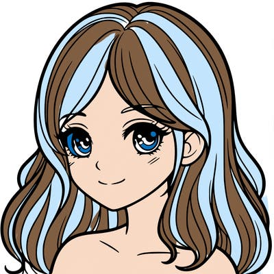 a girl 👧 with a pretty face long hair with hilights and a little tan