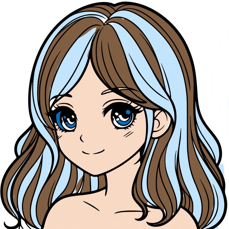 a girl 👧 with a pretty face long hair with hilights and a little tan