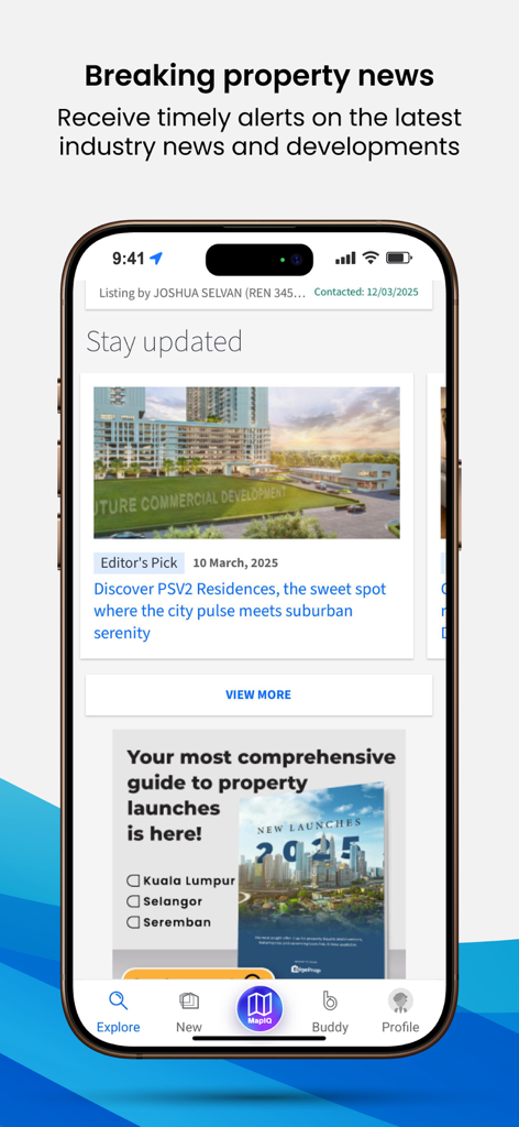EdgeProp Malaysia - EdgeProp Malaysia app interface displaying the breaking property news and upcoming real estate project launches