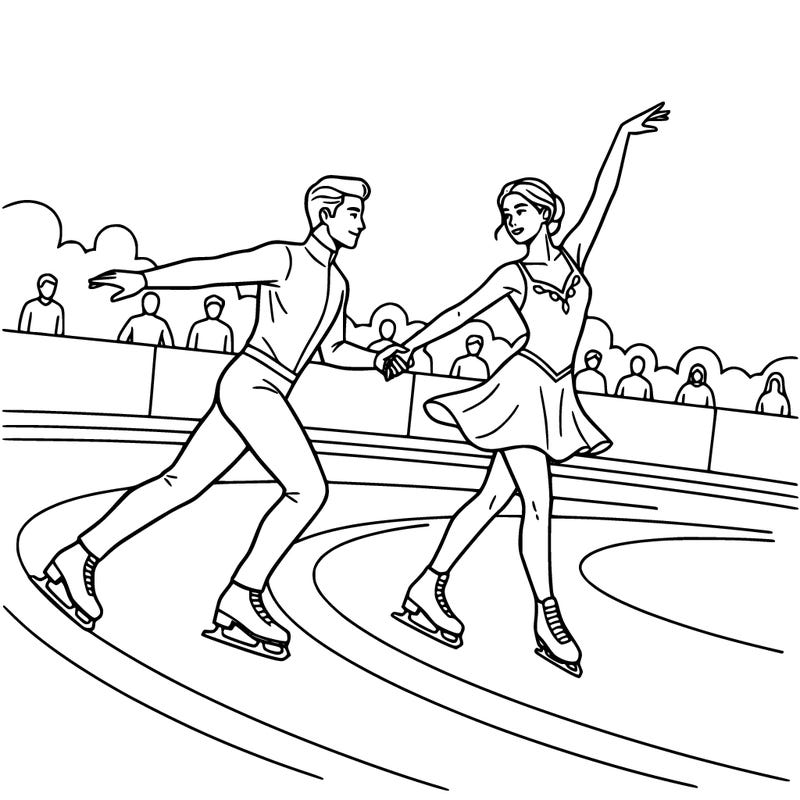 man and woman ice skating