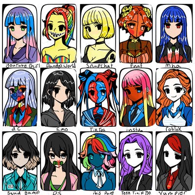 girls that look diffrent anime