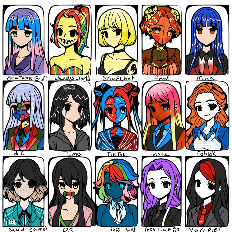 girls that look diffrent anime