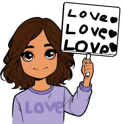 realistic girl holding up a sign