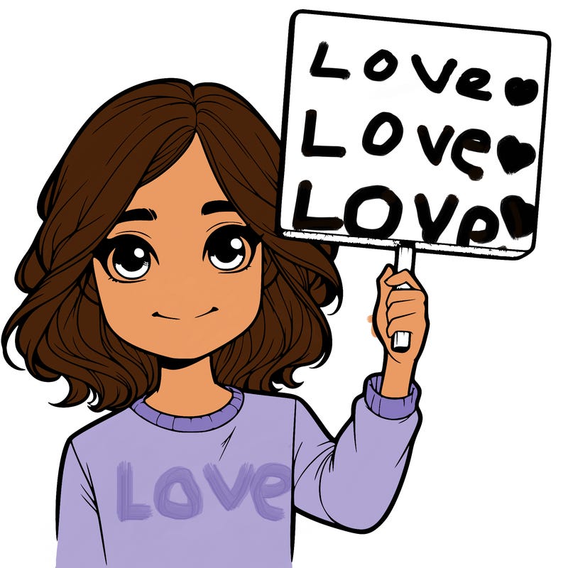 realistic girl holding up a sign