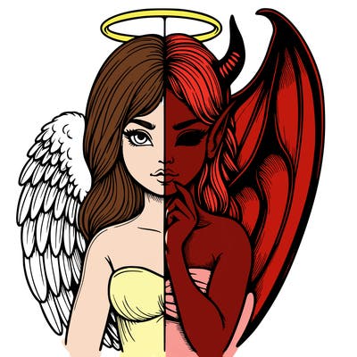 realistic angel half demon