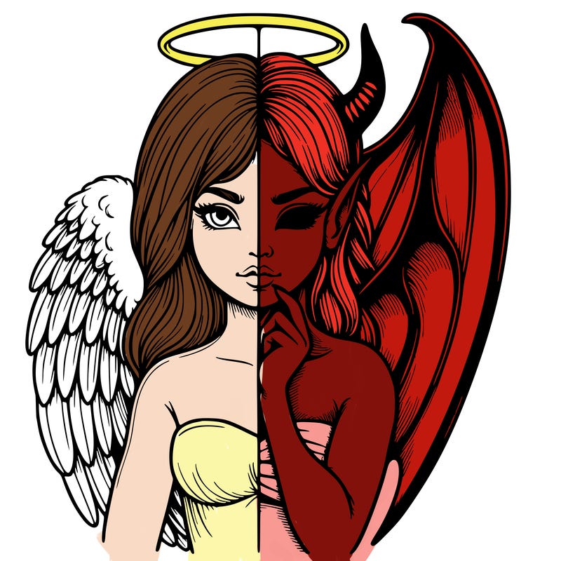 realistic angel half demon