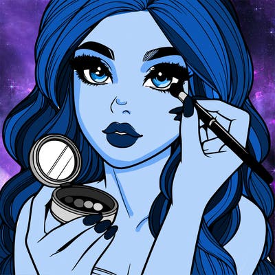 realistic girl doing makeup