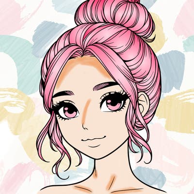 realistic pretty girl with hair in bun