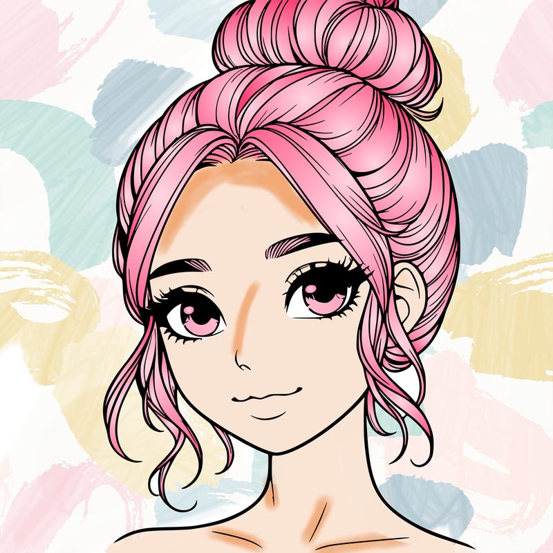 realistic pretty girl with hair in bun