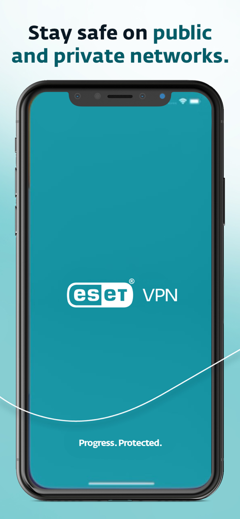 ESET VPN app welcome screen on iPhone featuring security messaging