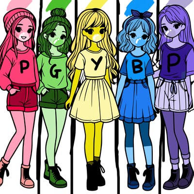 a group of five girls