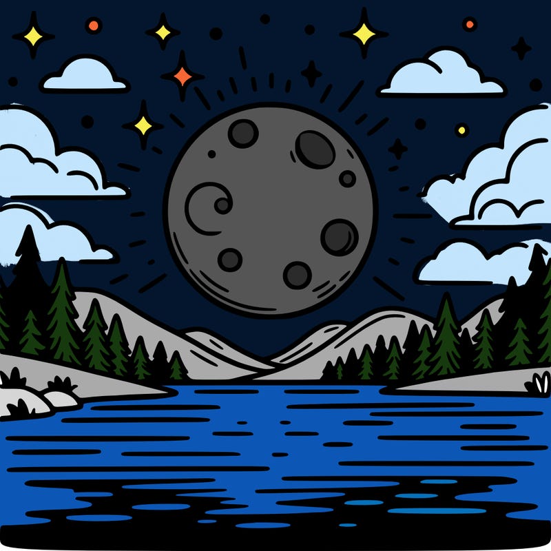 moonlight shining on a lake