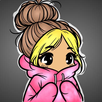 shy girl in big hoodie with messy bun