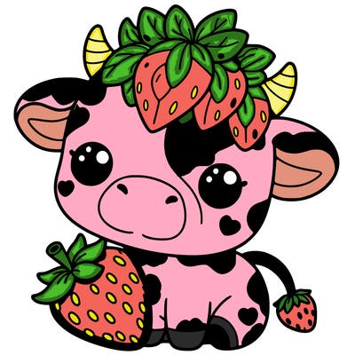 cute strawberry cow