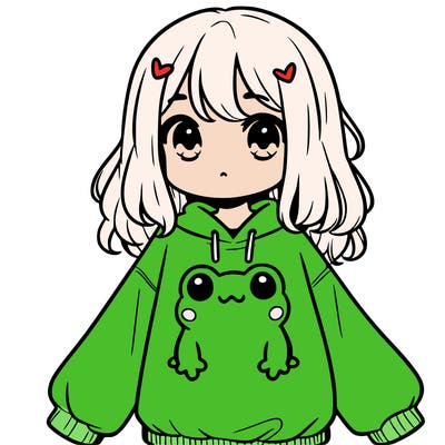 girl wearing frogging sweatshirt