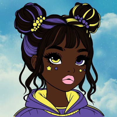 realistic girl with space buns