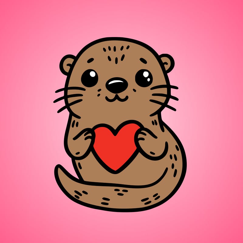 otter with a heart