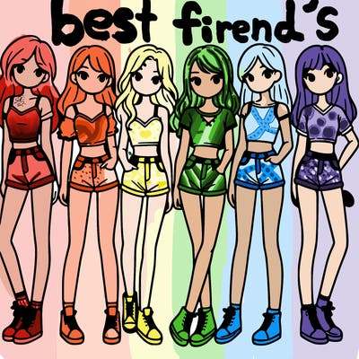 a group of girls wearing crop tops and shorts