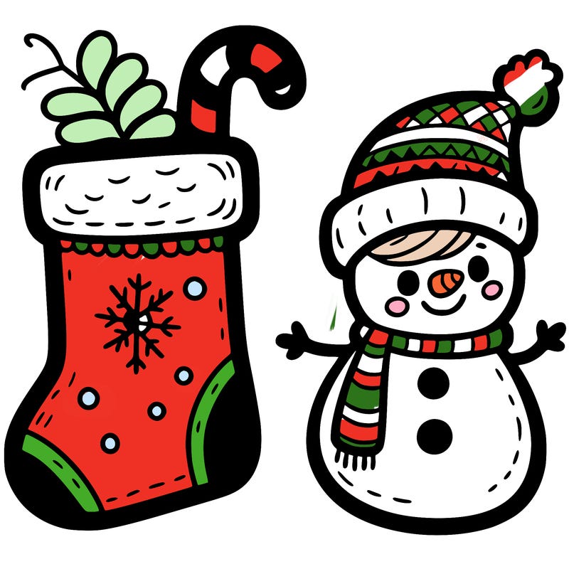 a christmas stocking and santa