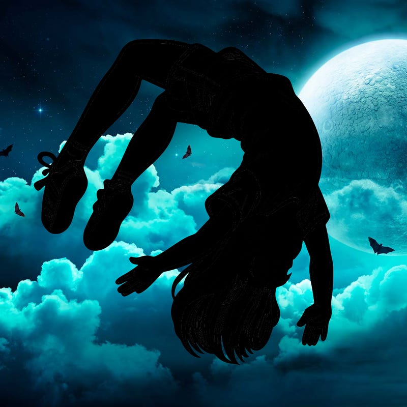 realistic girl doing a backflip