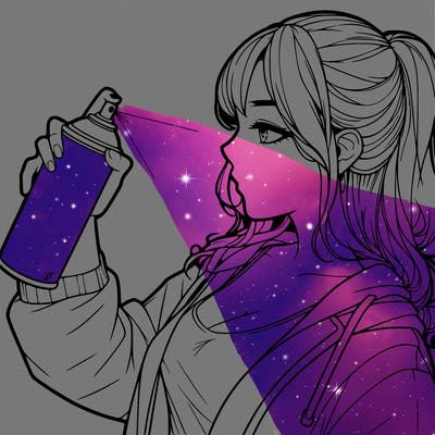 a realistic girl spray, painting