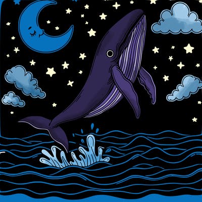 night set whale jumping out of ocean