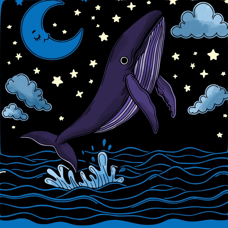 night set whale jumping out of ocean