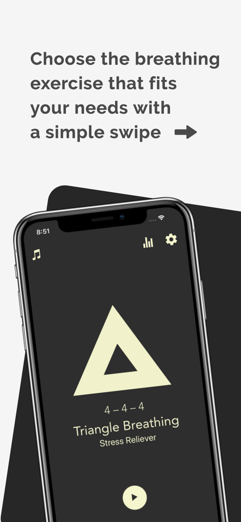 Steady app interface showing triangle breathing exercise for stress relief