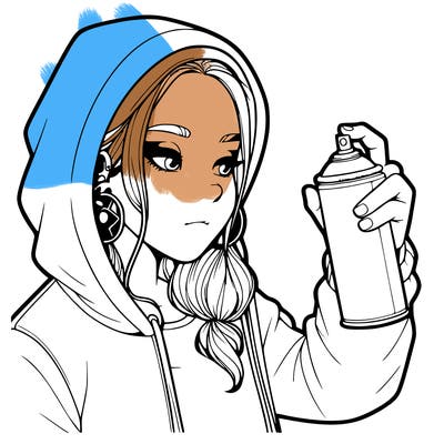 a realistic girl, spray painting
